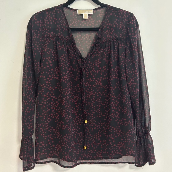 Michael Kors Black/Burgundy Blouse - Picture 1 of 2